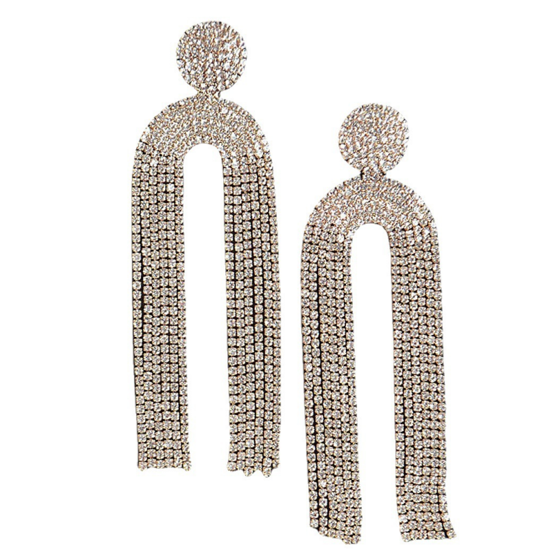 Customized Fashionable Tassel Design Inlaid with Diamonds High-End Fashion Earrings