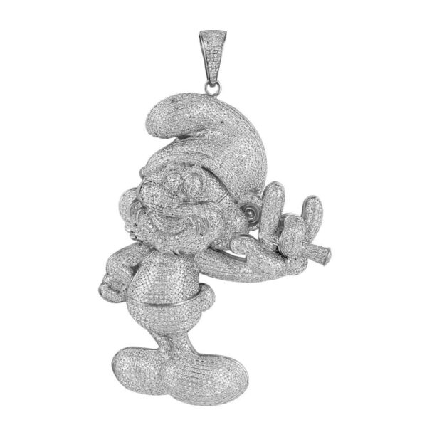 A 6.5 Carat Diamond Encrusted Figurine Of The Cartoon Character Smurf, Wearing A Hat