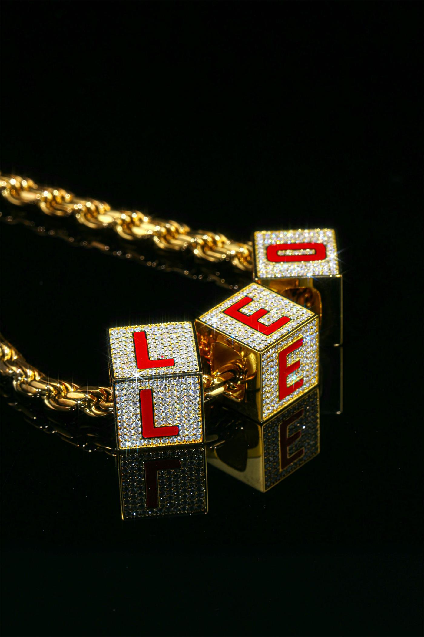 Customizable Cubic Alphabet Necklace