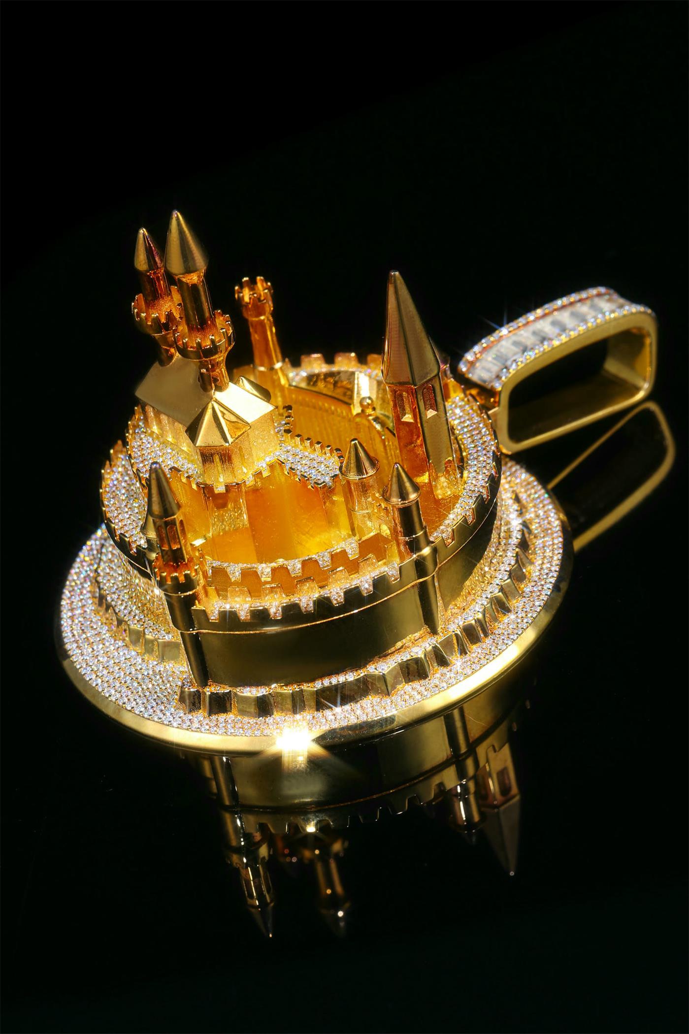 Pendant of 18K Gold Castle Model