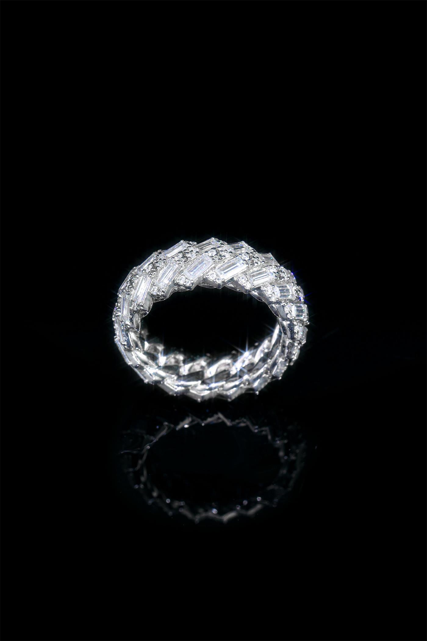 T Multi-layer Interlaced Moissanite Square Ring