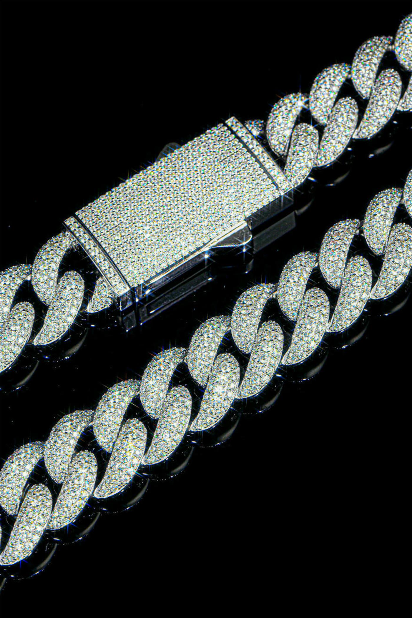 14mm 3D Moissanite Cuban Link Hip Hop High Density Full Diamond Choker Necklace