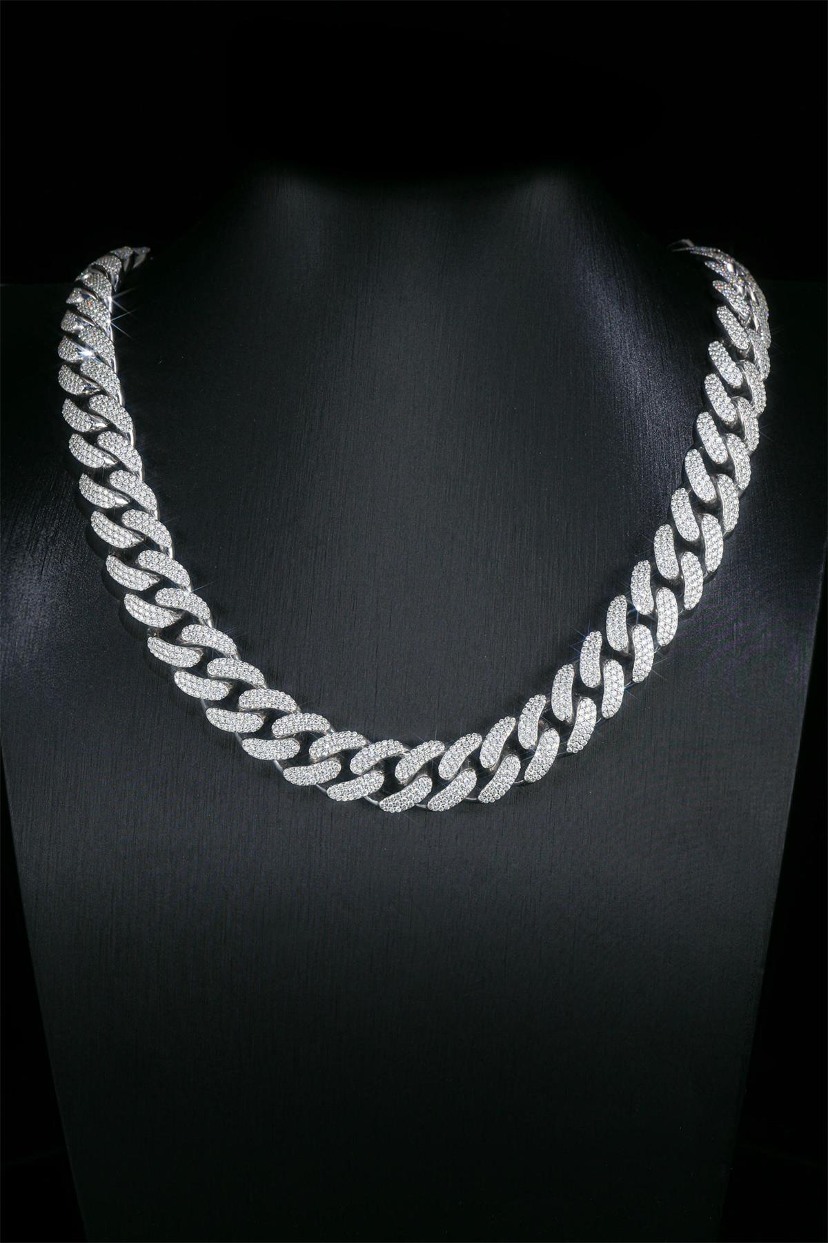 14mm Full Diamond Double Row Cuban Link Hip Hop Round Necklace