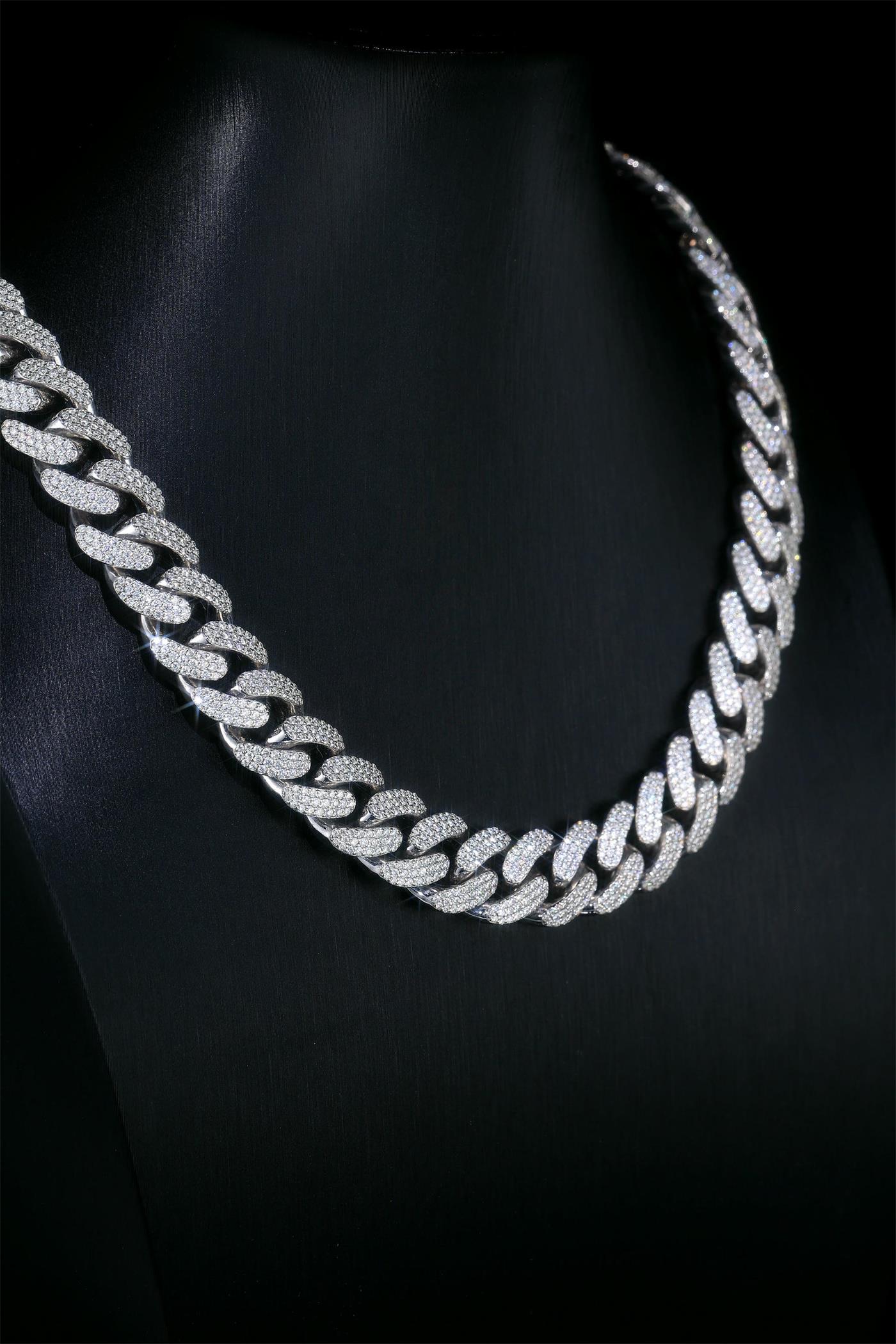 14mm Full Diamond Double Row Cuban Link Hip Hop Round Necklace