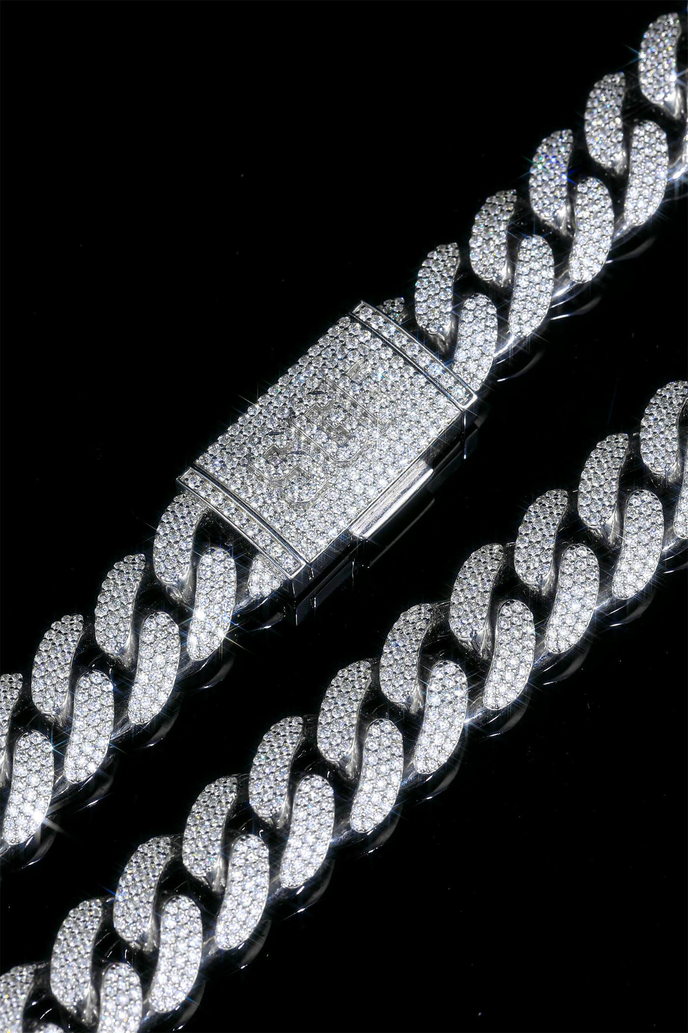 14mm Full Diamond Double Row Cuban Link Hip Hop Round Necklace